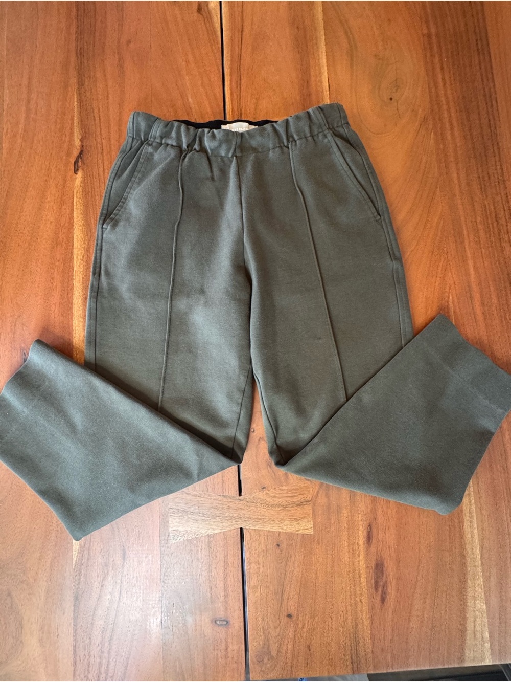 Everlane The Dream Pant XS Olive Green Elastic Waist Tapered Pants